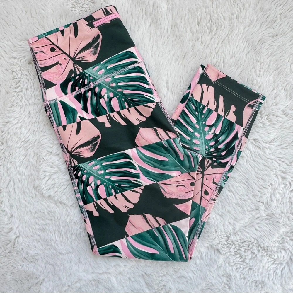 Nike Fast Runway Tank and Leggings Matching Set with Monstera Leaf Print
